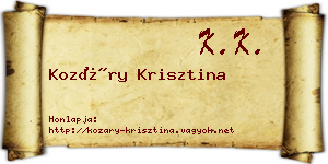 Kozáry Krisztina névjegykártya